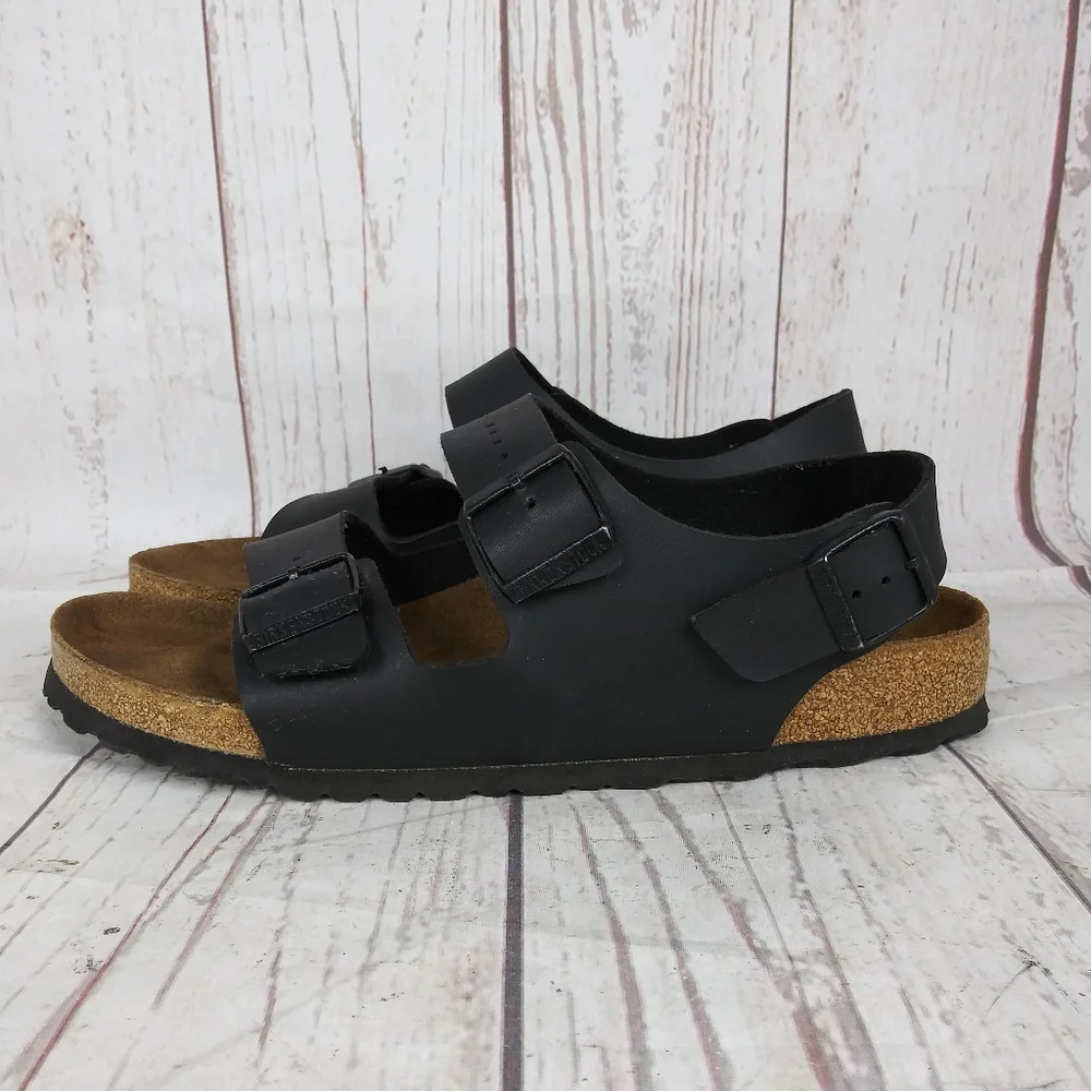 Birkenstock Milano Sandals Shoes Mens 44 Size 11 Brown Leather Slingback 3 Strap - Picture 5 of 13